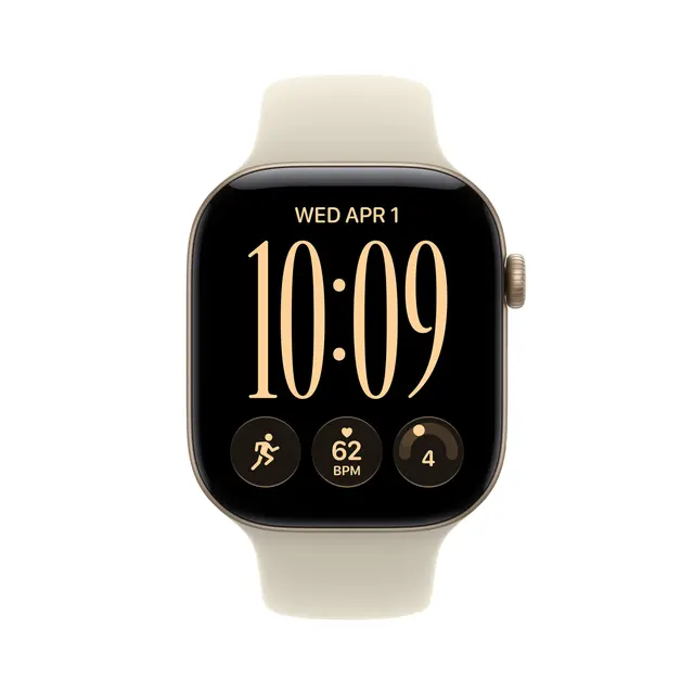 Apple Watch Series 12 GPS + Cellular 46mm Light Gold Aluminium Case with Sand Sport Band S/M 