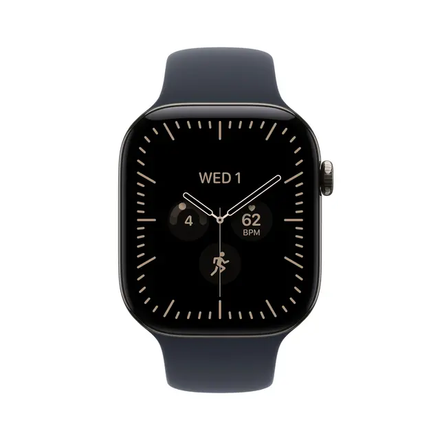 Apple Watch Series 12 GPS + Cellular 46mm Natural Titanium Case with Navy Blue Sport Band S/M 