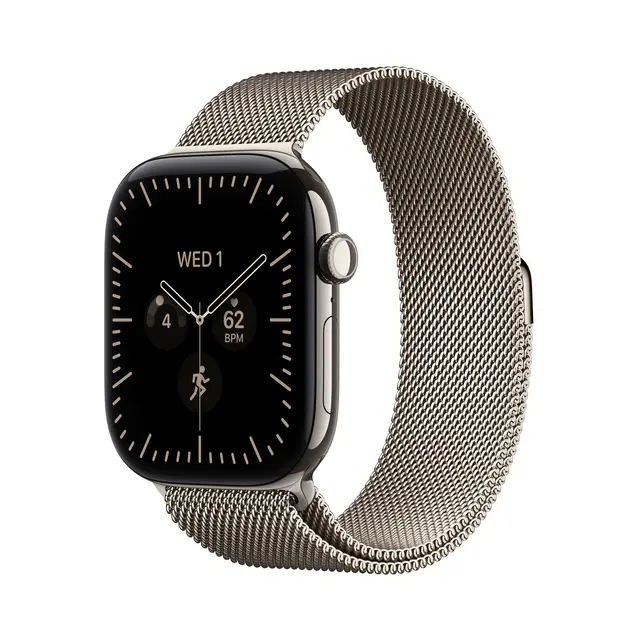 Apple Watch Series 12 GPS + Cellular 46mm Natural Titanium Case with Natural Milanese Loop S/M 