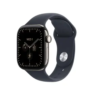 Apple Watch Series 12 GPS + Cellular 42mm Natural Titanium Case with Navy Blue Sport Band M/L