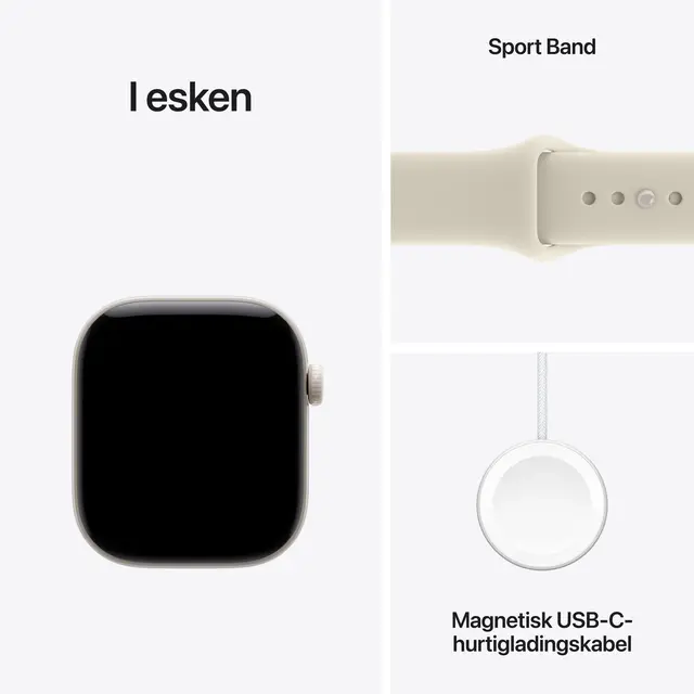Apple Watch Series 12 GPS + Cellular 42mm Pearl White Ceramic Case with Sand Sport Band M/L 