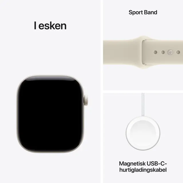 Apple Watch Series 12 GPS + Cellular 46mm Pearl White Ceramic Case with Sand Sport Band S/M 