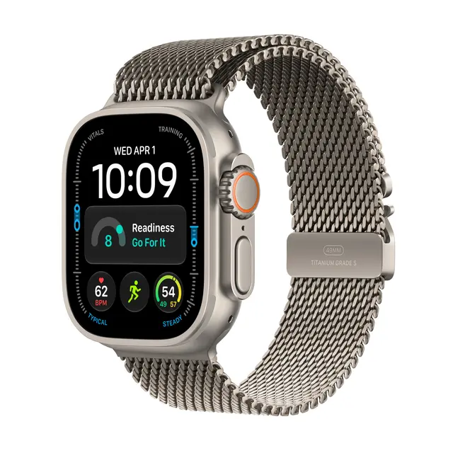 Apple Watch Ultra 4 GPS + Cellular 49m Natural Titanium Case with Natural Titanium Milanese Loop S 