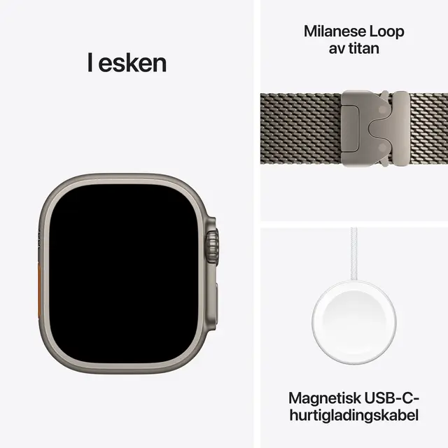 Apple Watch Ultra 4 GPS + Cellular 49m Natural Titanium Case with Natural Titanium Milanese Loop S 