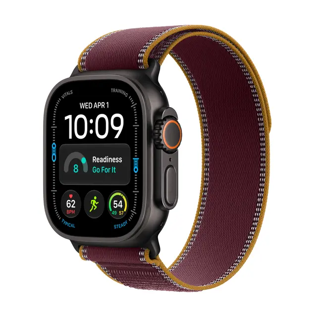Apple Watch Ultra 4 GPS + Cellular 49m Black Titanium Case with Burgundy Trail Loop M/L 