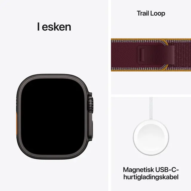 Apple Watch Ultra 4 GPS + Cellular 49m Black Titanium Case with Burgundy Trail Loop M/L 