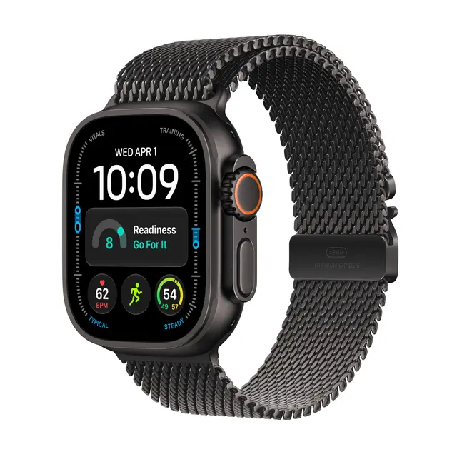 Apple Watch Ultra 4 GPS + Cellular 49m Black Titanium Case with Black Titanium Milanese Loop S 
